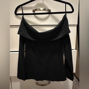 Abercrombie & Fitch Black Off-Shoulder Long Sleeve Top